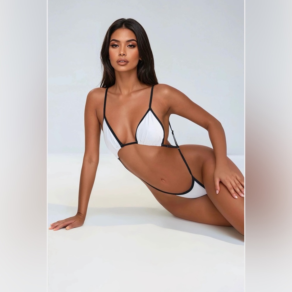 Skinny Dip  1 Piece Swimsuit White/Black